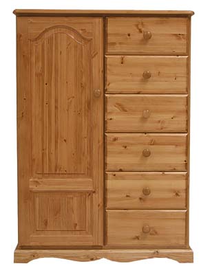pine 6 DRAWER DOUBLE COMBINATION WARDROBE BADGER
