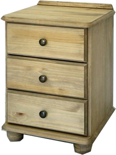 PINE BEDSIDE CABINET 3 DRAWER LINCOLN