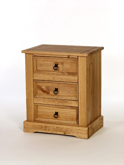 PINE BEDSIDE CABINET 3 DRAWER SANTA FE