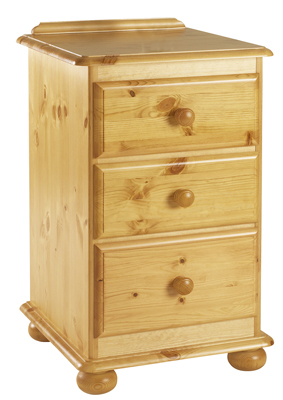 pine BEDSIDE CABINET 3 DRAWER TALL CORNDELL
