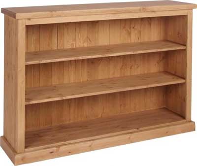 pine BOOKCASE 3FT LOW WIDE CHUNKY DEVONSHIRE