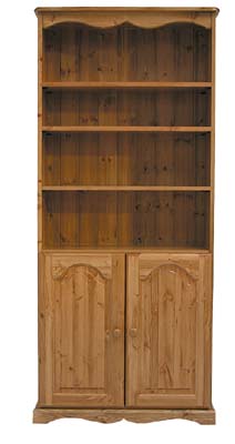 pine BOOKCASE 6FT WITH CUPBOARD BADGER
