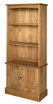 pine Bookcase 70in x 30in 2 Door Cotswold Value
