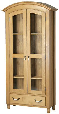 pine Bookcase 76.5in x 34in Glazed With Drawer