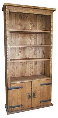 pine BOOKCASE LARGE WITH 2 DOORS ROUGH SAWN
