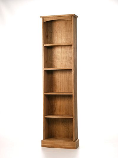 PINE BOOKCASE TALL NARROW MISSION