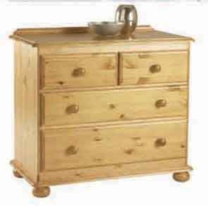 PINE CHEST OF DRAWERS 2 OVER 2 CORNDELL HARVEST