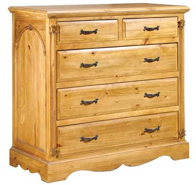 pine Chest of Drawers 2 over 3 Cathedral