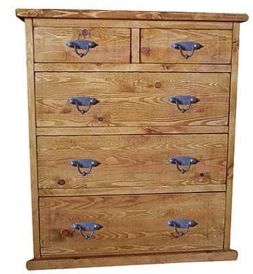 pine CHEST OF DRAWERS 2 OVER 3 ROUGH SAWN