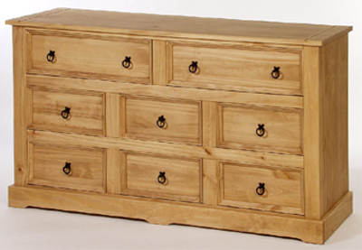 pine Chest of Drawers 2 Over 6 Drawer Large