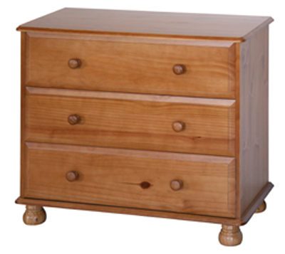 pine Chest of Drawers 3 Drawer Wide Dovedale Value