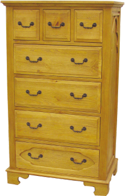 pine CHEST OF DRAWERS 3 OVER 4 MEDIEVAL
