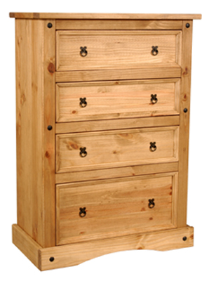 pine CHEST OF DRAWERS 4 DRAWER MEXICANO