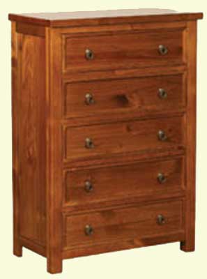 pine CHEST OF DRAWERS 5 DRAWER DARK FURNITURE