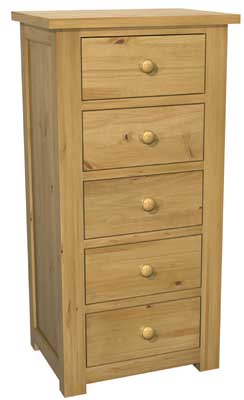 pine CHEST OF DRAWERS NARROW 5 DRAWER AYLESFORD
