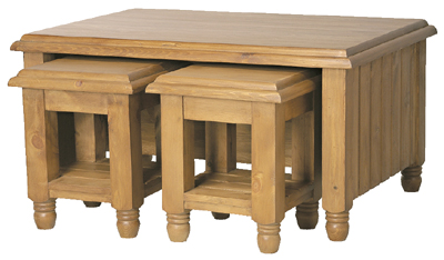 pine COFFEE TABLE NESTING PROVENCAL