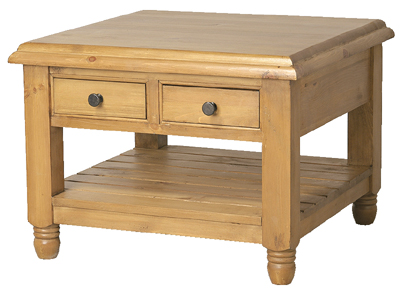 pine COFFEE TABLE PLANKED SQUARE PROVENCAL