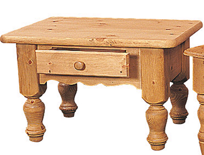 pine Coffee Table With 1 Drawer Farmhouse