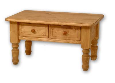 PINE COFFEE TABLE WITH 2 DRAWERS