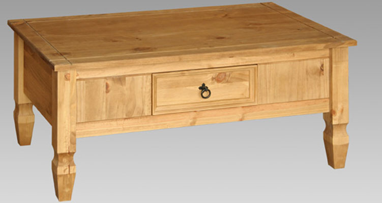 pine Coffee Table With Drawer Santa Fe Value