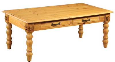 pine Coffee Table with drawers Cathedral