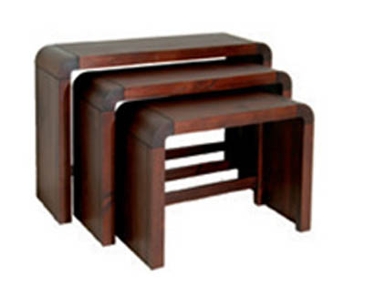 PINE CONSOLE TABLES SET OF 3 CUBE