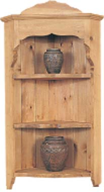 pine CORNER CUPBOARD OPEN FANCY SM
