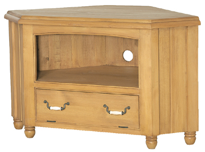 pine Corner TV Cabinet With Drawer Provencal