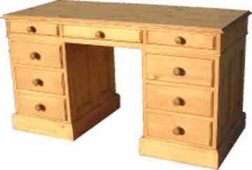 pine DESK GENTLEMANS PEDESTAL 9 DRAWER