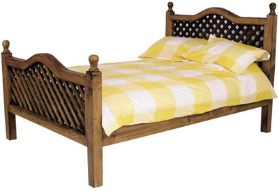 PINE DOUBLE BED 4FT6 LATTICE PUEBLA