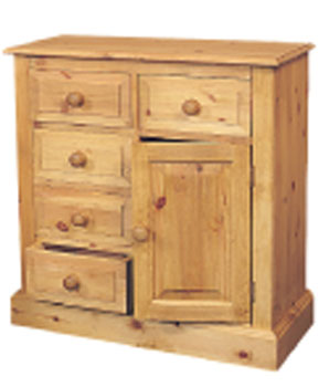 pine HALL CUPBOARD 5DRAWER 1DOOR