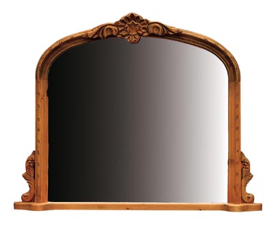PINE MIRROR OVERMANTLE CARVED SML