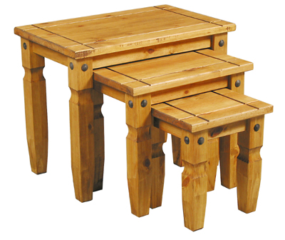 pine NEST OF TABLES MEXICANO