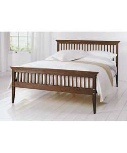 Pine Shaker Double Bed with Firm Mattress - Chocolate