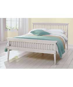 Pine Shaker Double Bed with Luxury Firm Mattress - White