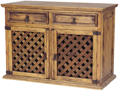 PINE SIDE CABINET 2 DOOR 2 DRAWER CHETUMAL LATTICE