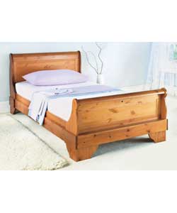 Pine Single Sleigh Bedstead - Pillowtop Mattress