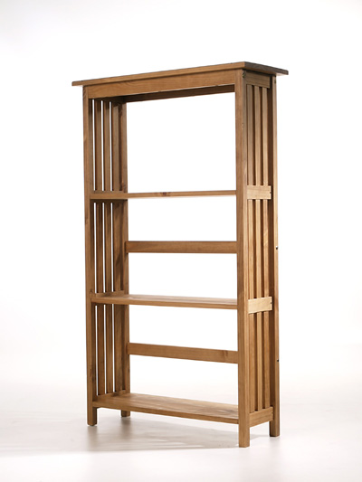 PINE SLATTED SIDE TALL BOOKCASE MISSION