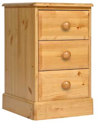 Pine three drawer narrow Bedside Cabinet One Range