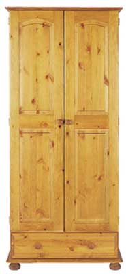 pine WARDROBE 2 DOOR 1 DRAWER LADIES DECORA