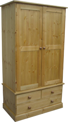 pine WARDROBE DOUBLE 2 1 DRAWERS SHAKER