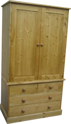 pine WARDROBE DOUBLE 2 2 DRAWERS SHAKER