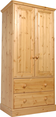 pine WARDROBE GENTS DOUBLE WITH 2 DRAWERS ONE