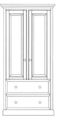 pine WARDROBE GENTS DOUBLE WITH 2 DRAWERS