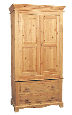 pine WARDROBE SINGLE WITH 2 DRAWERS ROMNEY