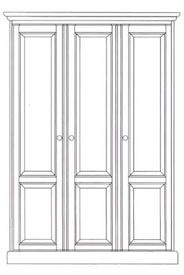 pine WARDROBE TRIPLE FULL HANGING ONE RANGE