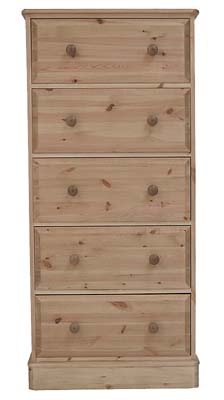 pine WELLINGTON 5 DRAWER CHEST OF DRAWERS OLD