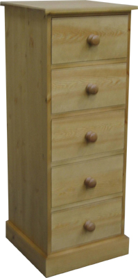pine WELLINGTON 5 DRAWER SLIM SHAKER