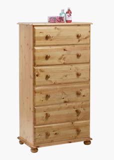 pine WELLINGTON 6 DRAWER CHEST OF DRAWERS