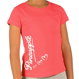 Pineapple Girls Heart T-Shirt Shocking Coral